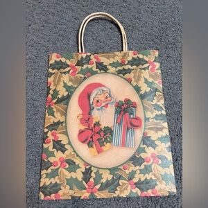 Lindy Bowman Christmas Santa Claus Holly Gift Bag 9.5” x 11.5” x 4”